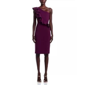 Chiara Boni La Petite Robe Marine Ruffle Trim Dress Stretch Italy NWT 4 $750